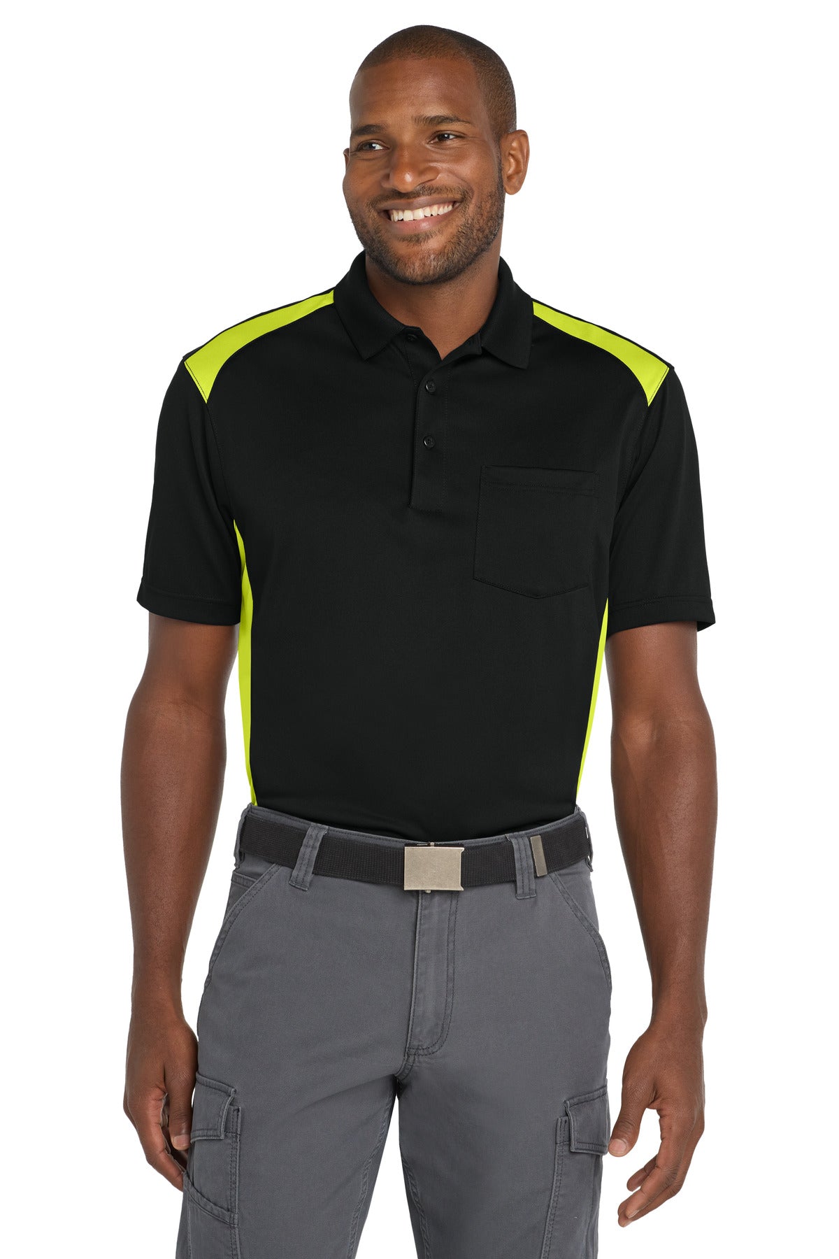 CornerStone ® Select Snag-Proof Two Way Colorblock Pocket Polo. CS416