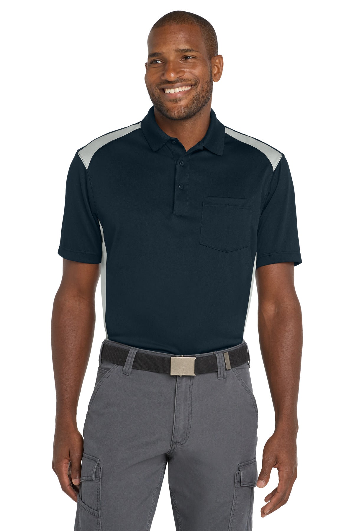 CornerStone ® Select Snag-Proof Two Way Colorblock Pocket Polo. CS416