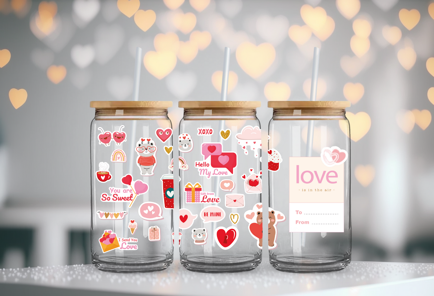 Custom | Love in The Air | Glass Cup