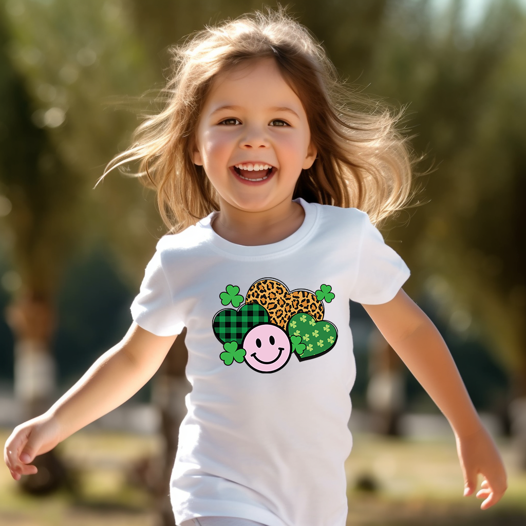 St. Patrick's Hearts Happy Face Kids T-Shirt