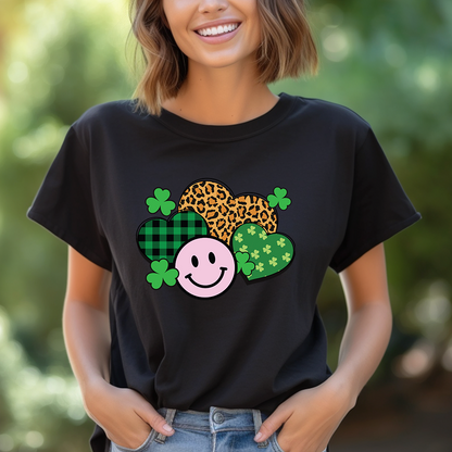 St. Patrick's Hearts Happy Face T-Shirt