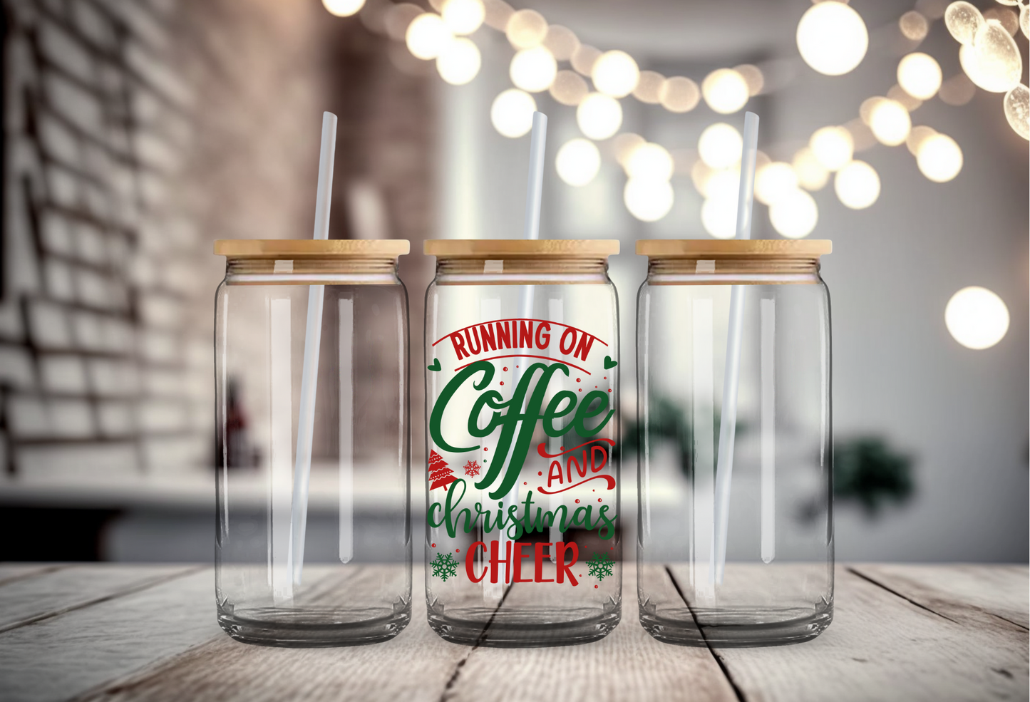 Coffee Christmas Glass Cup