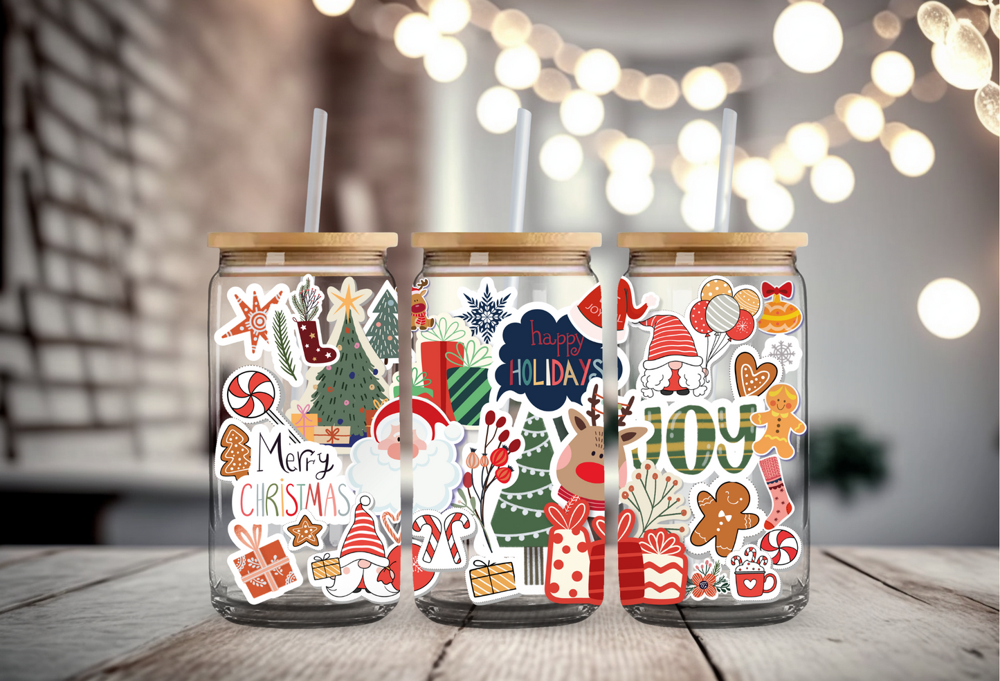 Stickers Christmas Glass Cup