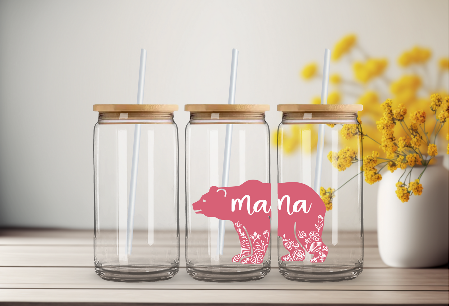 Mama Bear Glass Cup