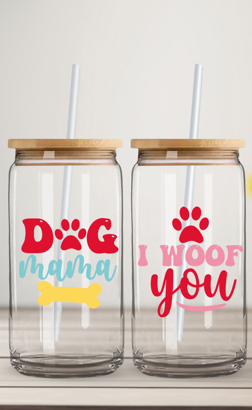 Custom Dog Mama Glass Cup