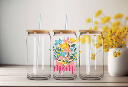 Custom Flowers Glass Cup