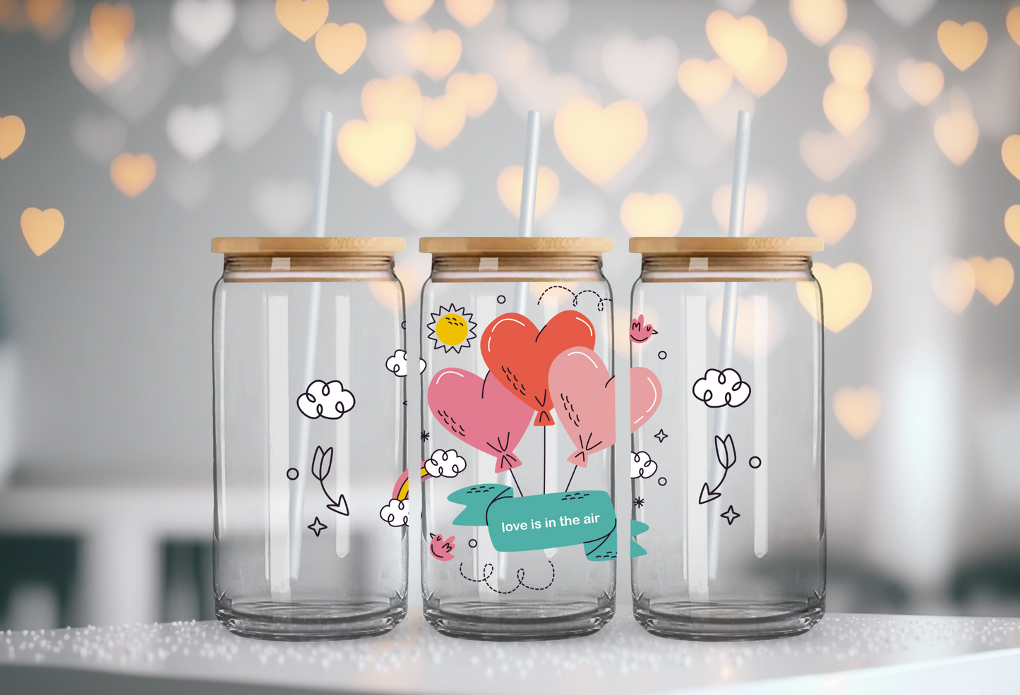 Hearts Ballons |  Glass Cup