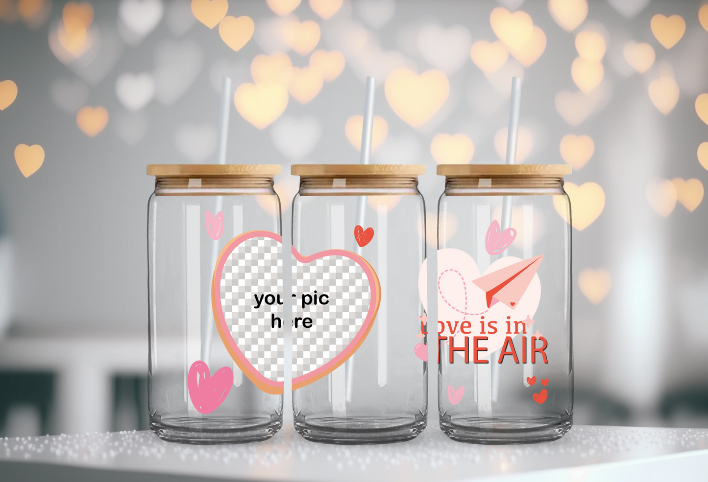 Custom |  Love in The Air |  Glass Cup