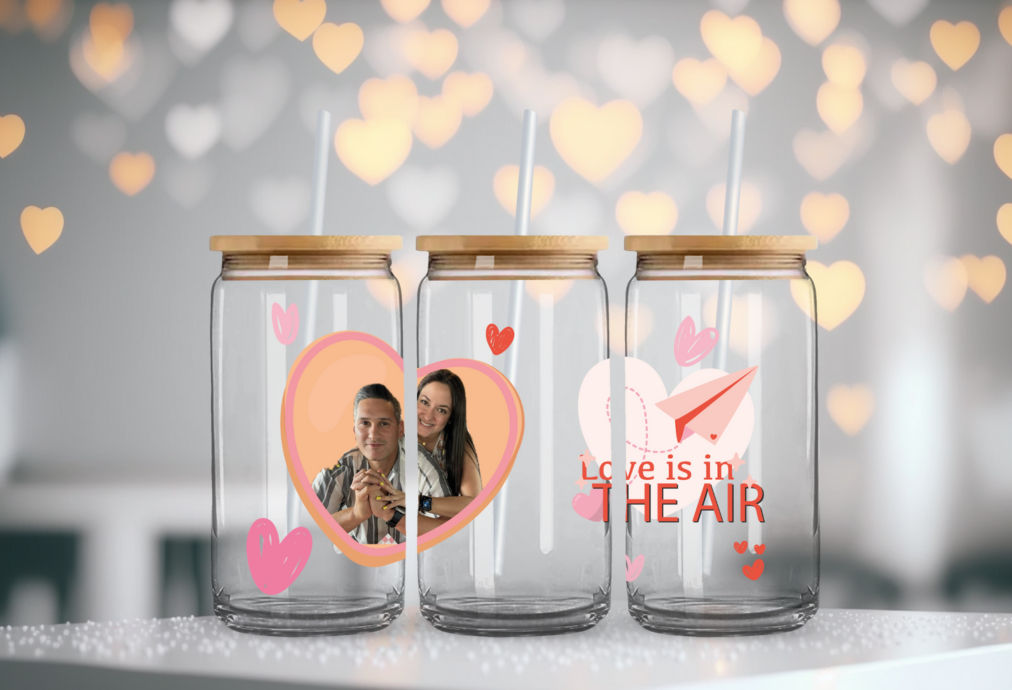 Custom |  Love in The Air |  Glass Cup