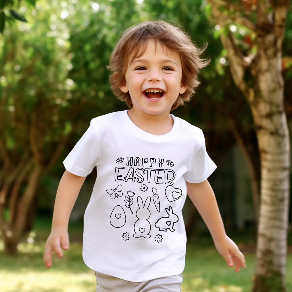 Washable Coloring Shirt | Happy Easter T-Shirt